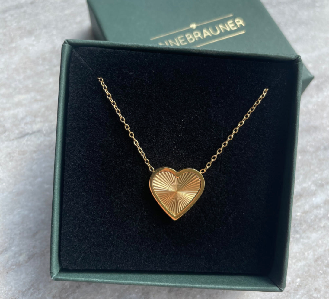 ANNEBRAUNER Sun Burst Heart halsketting 18K verguld