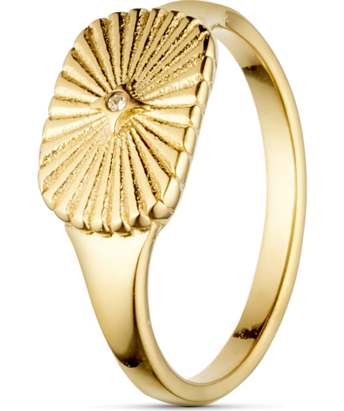 ANNEBRAUNER Sun Burst Zirconia ring 18K verguld