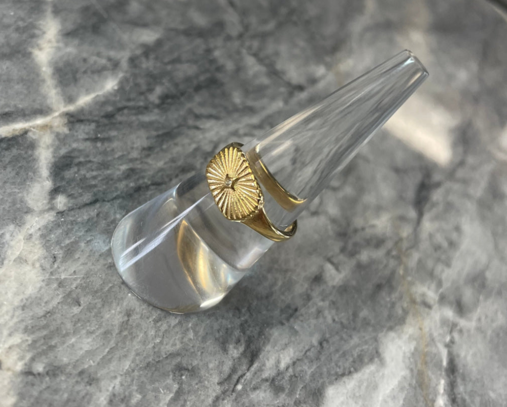 ANNEBRAUNER Sun Burst Zirconia ring 18K verguld