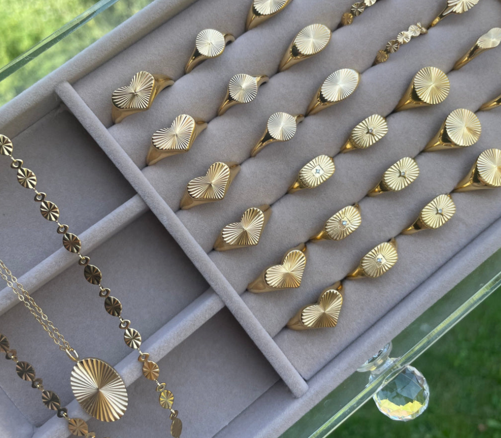 ANNEBRAUNER Sun Burst Zirconia ring 18K verguld