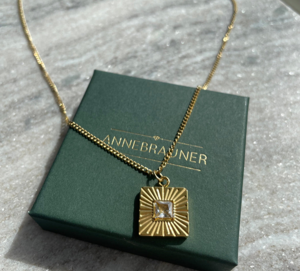 ANNEBRAUNER Sun Burst Square halsketting 18K verguld