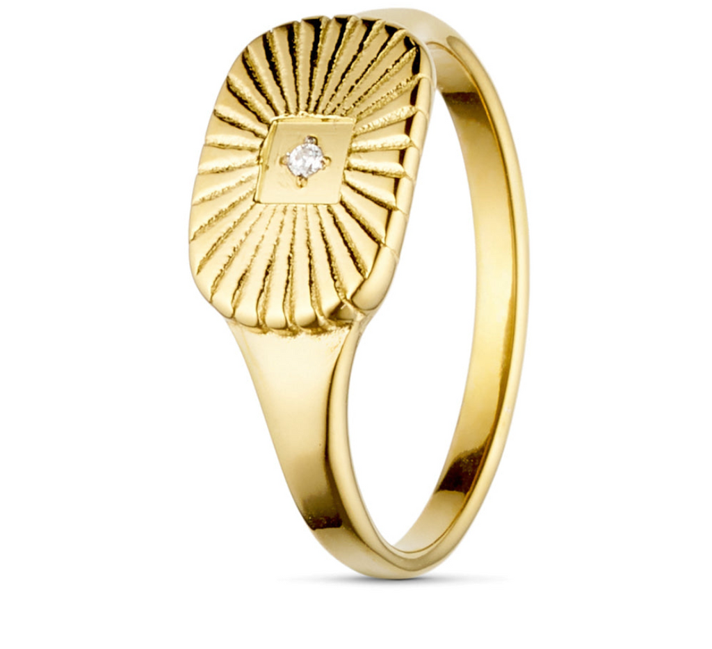 ANNEBRAUNER Sun Rays Burst ring 18K verguld